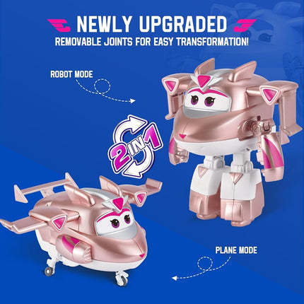 Super Wings YW780233 Transformation Plane Supercharged Golden Girl, Approx. 5 Inch Toy Figure for Children, Toy Plane and Robot Figure for 3+ Years Old Boys Girls