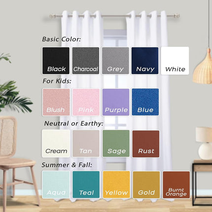 Mrs.Naturall Cortinas de 96 Pulgadas, Set de 2 Paneles, Cortinas Opacas con Ojales para Oscurecer la Habitación del 60-70%, de 96 Pulgadas de Largo para Sala de Estar, Blancas