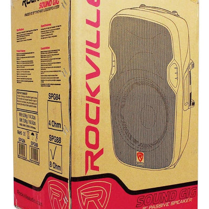 2) Rockville SPG88 8" Passive 800W DJ PA Speakers ABS Lightweight Cabinet 8 Ohm