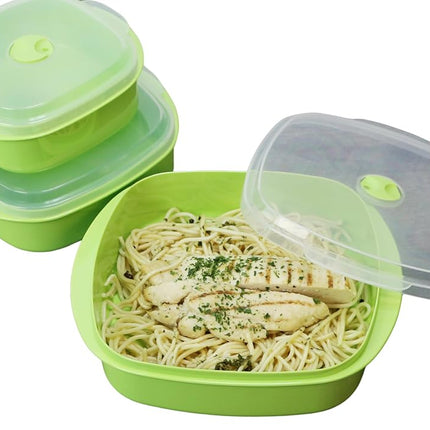Reston Lloyd Calypso Basics by 6-Piece Microwave Cookware, Steamer and Storage Set, Lime