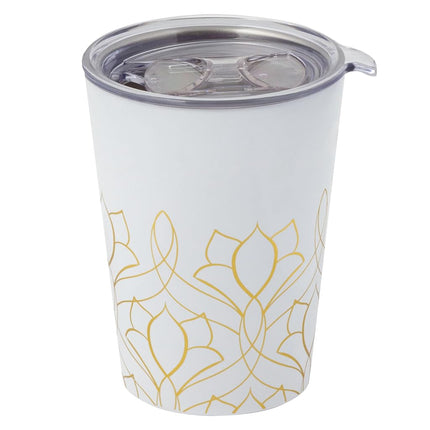 Vaso de café corto de doble pared Alexandra and Company Art Decó en blanco