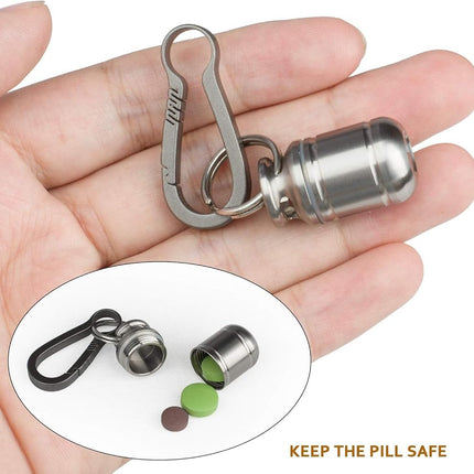 Micro Keychain Pill Holder.TISUR Titanium Pill Case Waterproof Pill Fob for Emergency Aspirin & Nitroglycerin for Travel Purse Pocket (Micro Gas Tank)