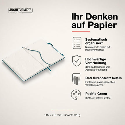 Notebook Medium (A5) SQUARED - PACIFIC GREEN