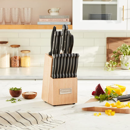CUISINART C77TR-16P 16 Piece Triple Rivet Cutlery Block Set, Stainless Steel