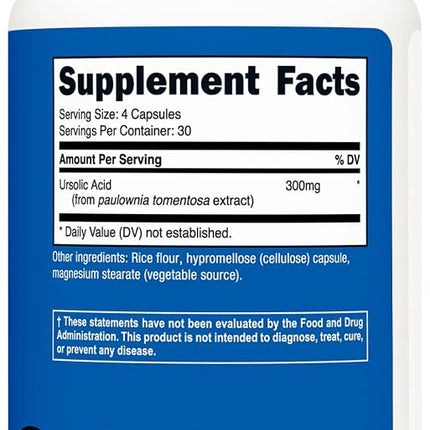 Performance, Ursolic Acid, 120 Capsules (75 mg per Capsule), Nutricost