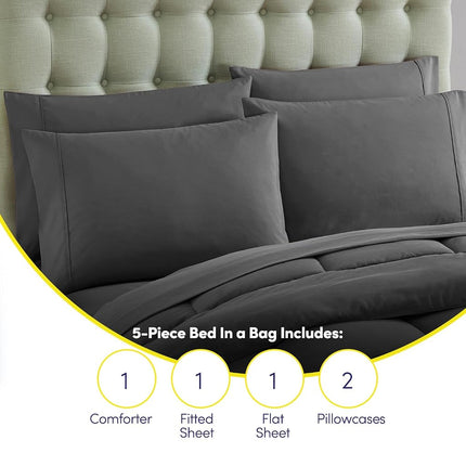 Sweet Home Collection Ultra Soft Down Alternative Set & Luxurious Bed Sheets, Polyester, Gray, Twin