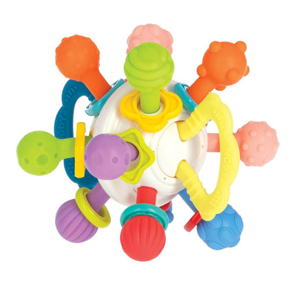 Nuby Twist Ball with Rattle and Bright Colours - Sensory Toy - Promotes Fine Motor Skills - From 3 Months
