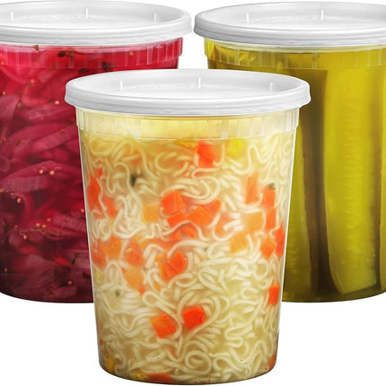 JoyServe 32 Oz Deli Food Containers with Lids - (36 Sets) Quart Size Airtight Food Storage Takeout Meal Prep Containers To Go with 36 Lids, BPA-Free, Dishwasher, Microwave Safe