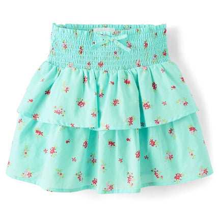 The Children's Place Girls' Tiered Ruffle Skirt, Mint Tea Floral Tiered, X-Small