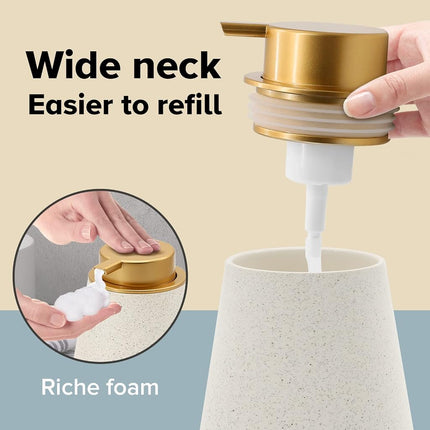 Fullycare Soap Dispenser, Ceramic Foaming Soap Dispenser - 12 oz Bathroom Hand Pump Dispenser Soap Dispenser Bottles Pump for Kitchen Bathroom(Gold Nozzle)