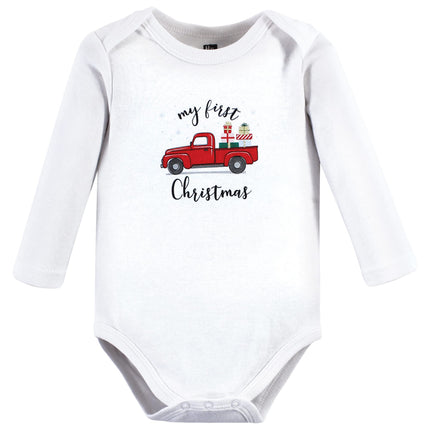 Hudson Baby unisex-baby Cotton Long-sleeve Bodysuits, Christmas Gift 3-pack, 3-6 Months