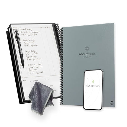 Rocketbook Fusion Smart Reusable Notebook- grey, L