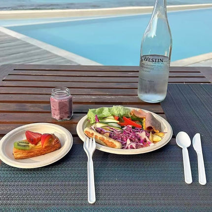 GreenWorks 100% Compostable CPLA 7" Large Disposable Cutlery Set,150 Ct(50 Forks,50 Spoons,50 Knives) Heavyweight Bio-Based Utensils Silverware Cutlery Combo