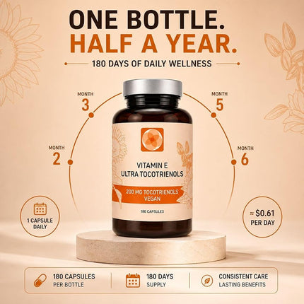 Kala Health Ultra Tocotrienol 200mg Vitamin E Vegan – All 4 tocotrienols - Alpha Tocotrienol + Beta Tocotrienol + Gamma Tocotrienol + Delta Tocotrienol – No Tocopherols - Unique Tocotrienol Complex (180)