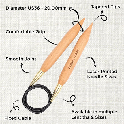 KnitPro Jumbo Fixed Circular Needles 47" (120cm) | 20.00mm