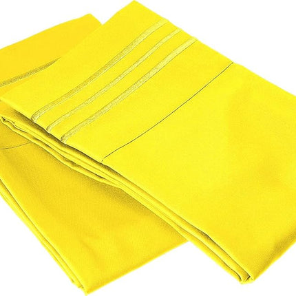 Elegant Comfort 1500 Thread Count Wrinkle & Fade Resistant Egyptian Quality Microfiber Ultra Soft Luxurious 2-Piece Pillowcases, King Size, Yellow