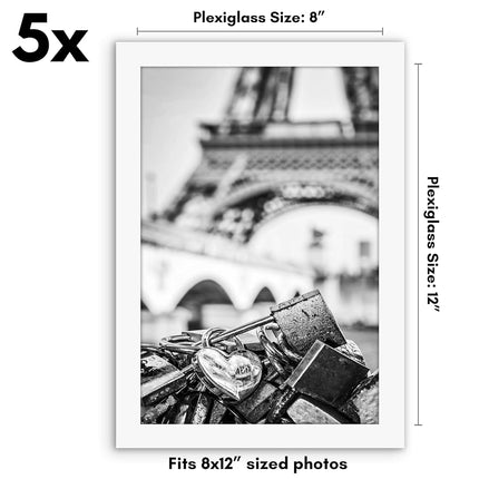Americanflat 8x12 Picture Frame Set of 5 in White - Picture Frames Collage Wall Decor with Plexiglass Cover and Hanging Hardware - Gallery Wall Frame Set for Horizontal or Vertical Display