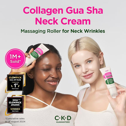 CKD Retino Collagen Gua Sha Neck Cream - Firming Cream for Neck and Jawline Tightening, Lifting, and Wrinkle Reduction with Stainless Steel Roller. Korean Skin Care,1.69 fl oz.