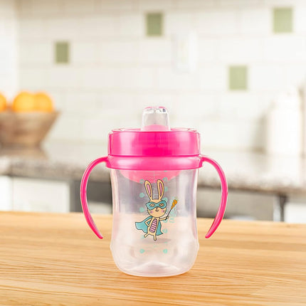 Dr. Brown's Milestones Soft Spout Sippy Cup with Handles, Pink Bunny Hero, BPA-Free, 9 oz/270 mL, 9m+