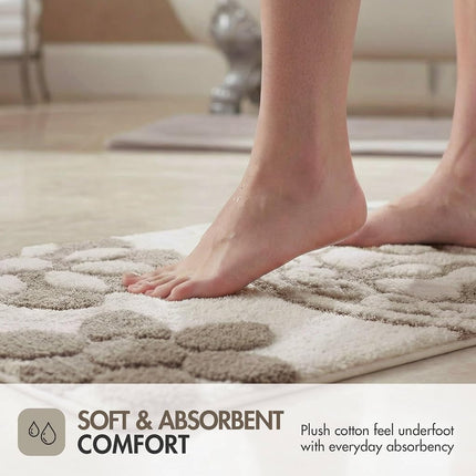 Madison Park Casablanca Tapis de Bain en Coton Touffeté à Motif Médaillon Floral Ultra Doux Antidérapant Mignon Chic, 50x76 cm Gris