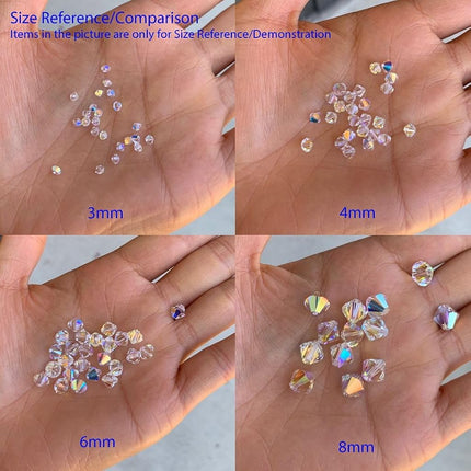 100pcs 3mm Adabele Austrian Bicone Crystal Beads Clear AB Compatible with Swarovski Crystals Preciosa 5301/5328#ssb302