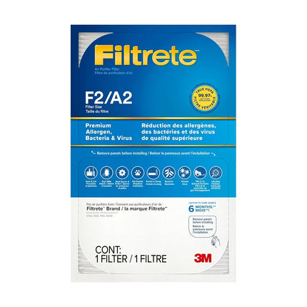 Filtro purificador de aire Filtrete F2 para habitación, HEPA verdadero de primera calidad para alérgenos, bacterias y virus, 33 cm x 20,8 cm, paquete de 2, compatible con los dispositivos: FAP-C02, FAP-C03, FAP-SC02 y FAP-T03