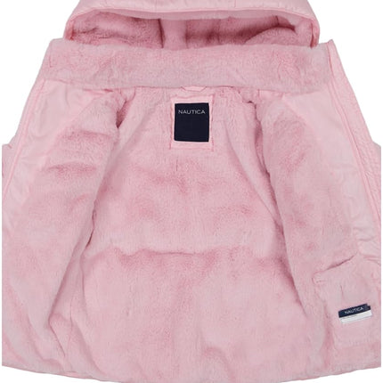 Nautica Girls' Heavyweight Hooded Winter Puffer Coat with Full Length Zipper, Pink Sparkle, 16, Pink Sparkle, 16