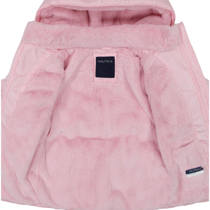 Nautica Girls' Heavyweight Hooded Winter Puffer Coat with Full Length Zipper, Pink Sparkle, 4, Pink Sparkle, 4
