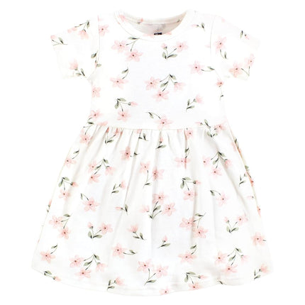 Hudson Baby Baby Girls' Cotton Dresses, Pink Dainty Floral, 0-3 Months