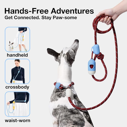 VETRESKA Hands-Free Dog Lead, 8FT Adjustable Rope Lead with Bag Dispenser