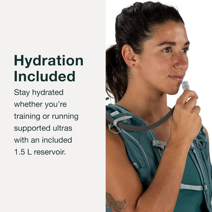 Gilet d'hydratation de course Osprey Dyna 15L pour femme avec réservoir Hydraulics, bleu cascade/doublure argentée, taille M/L