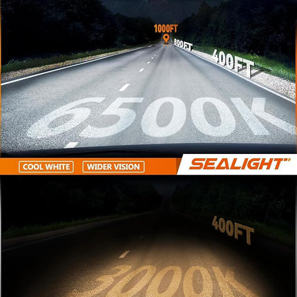 SEALIGHT 5202 LED Fog Light Bulbs, 14000Lumens 600% Brighter 6500K Cool White, Ultra Wide Angle Design, Plug and Play Non-Polarity, Waterproof, Dustproof, 2-Pack for Cars, Trucks, SUVs