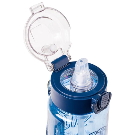 Silver Buffalo Disney Lilo and Stitch Double Walled Plastic Water Bottle with Locking Lid and Strap Featuring Stitch, 33 Ounces