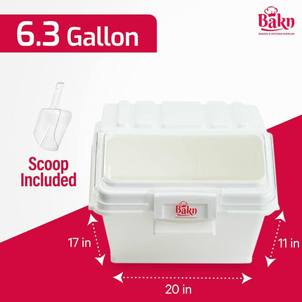 Bakn 6.3 Gallon / 100 Cup Shelf Ingredient Bin with Flip Lid & Scoop Included