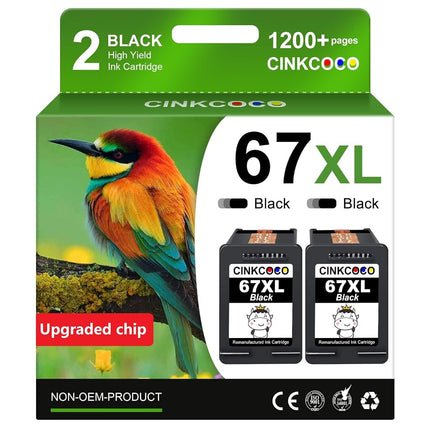 67 67XL Ink Cartridge Replacement for HP 67xl Blac