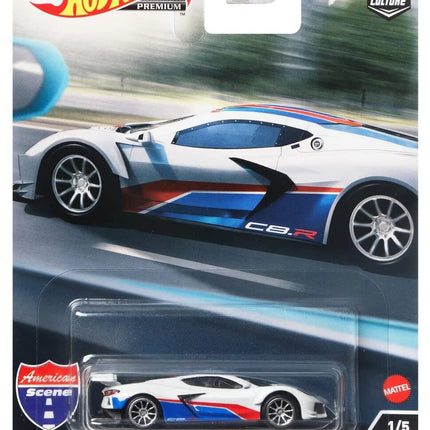 Chevy Corvette C8.R Pearl White with Red and Blue 