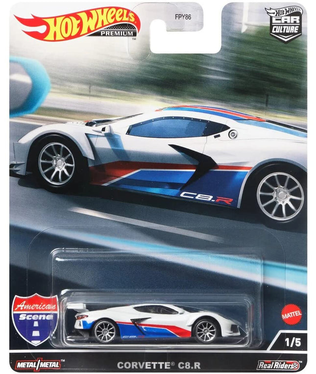 Chevy Corvette C8.R Pearl White with Red and Blue 