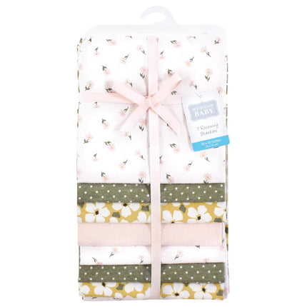 Lot de langes en flanelle de coton pour bébé unisexe Hudson Baby, motif floral sauge, taille unique