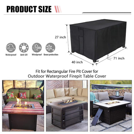 Youlvy Rectangular Fire Pit Cover for Firepit Table, 71 x 40 x 27 Inch