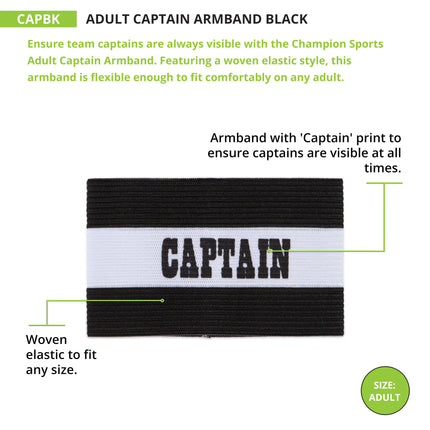 Champion Sports CAPBK Adult Captain Arm Band Black