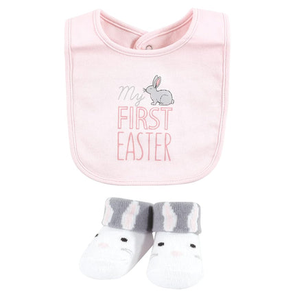 Hudson Baby Unisex Baby Cotton Bib and Sock Set, Some Bunny, One Size