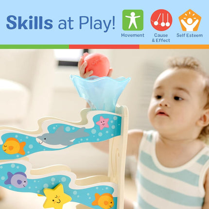 Melissa & Doug Rollables Wooden Ocean Slide Infant and Toddler Toy (5 Pieces) Ocean Themed Toys For Toddlers, Early Learning Toys For Infants And Toddlers Ages 1+ - FSC Certified - FSC Certified