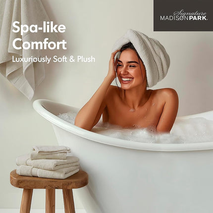 Madison Park 800GSM 100% Cotton Luxurious Bath Towel Set, Natural, Multi-Sizes