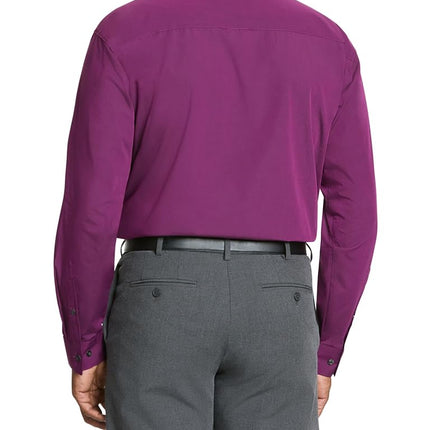 Kenneth Cole Men's Solid Dress Shirts, Raspberry, 16"-16.5" Neck 32"-33" Sleeve