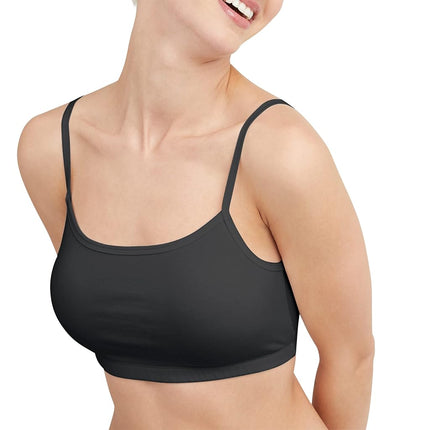 Hanes Women's Bralette, Breathable Pullover Bra, Crop Top, Solid Or Assorted, 3-Pack, Black/Black/Black, XS (Pack of 3)