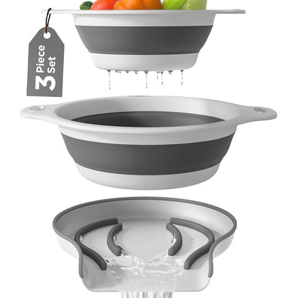 Collapsible Colanders (2 Pack Set) Food Strainers 