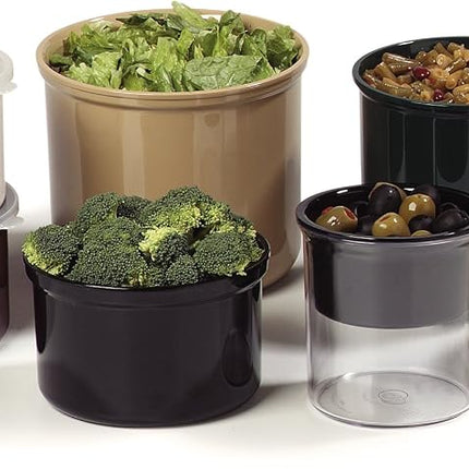 Carlisle FoodService Products Classic Plastic Round Storage Container, Crock with Lid for Storage, 1.2 Quarts, Black, (Pack of 12)