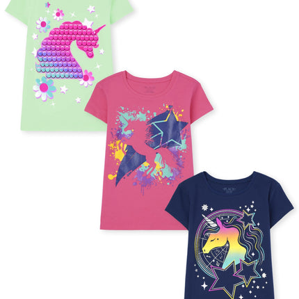 The Children's Place Girls' Unicorn Short Sleeve G