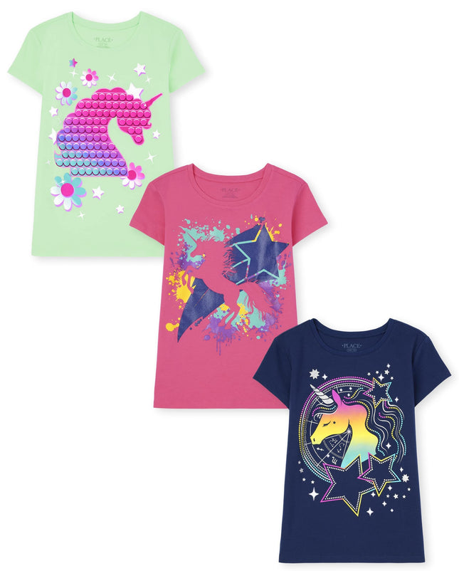 The Children's Place Girls' Unicorn Short Sleeve G