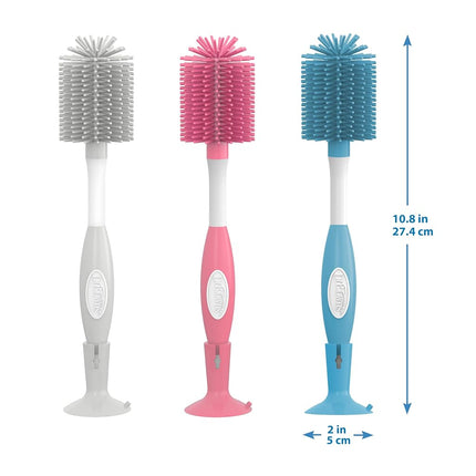 Brosse à biberon Dr. Brown's à poils doux pour biberons à col étroit - Rose